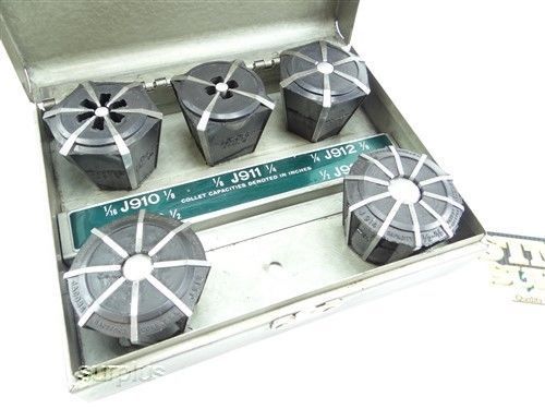 Jacobs rubber flex collet set j910 to j914 1/16&#034; to 5/8&#034; capacity w/ case for sale