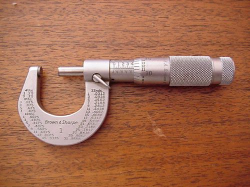 Brown &amp; Sharpe No.1, 0-1&#034; Outside Micrometer w/Carbide Faces/NR