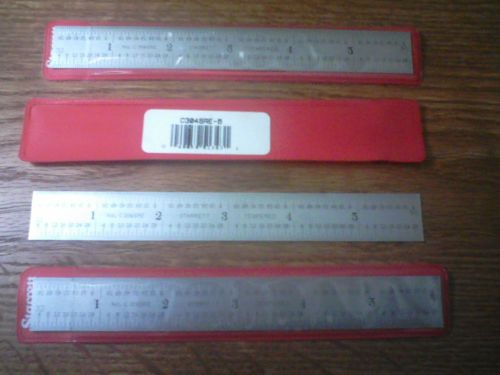 STARRETT 6&#039;&#039; Semi-Flexible Steel Rulers, with Inch Graduations, 4R Style, 3pcs.