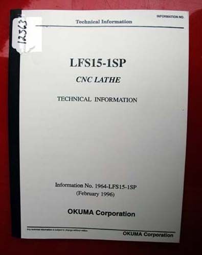 Okuma LFS15-1SP CNC Lathe Technical Information: 1964-LFS15-1SP (Inv.12363)