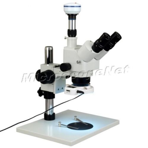 Stereo Microscope Zoom 5-80X+Large Table Stand+54 LED Ring Light+3.0M USB Camera