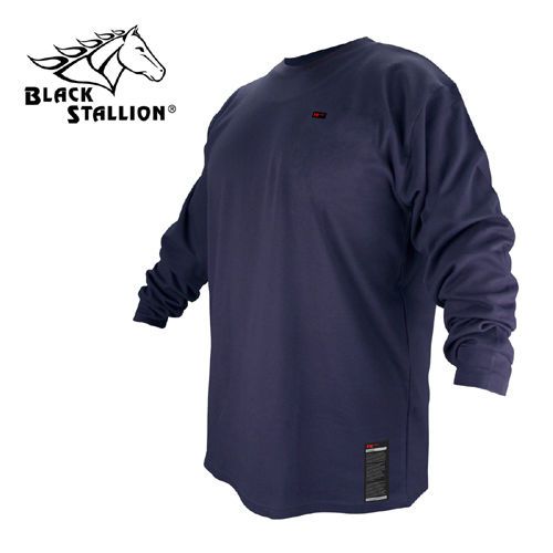 Revco FTL6-NVY Navy Blue Flame Resistant Cotton Long-sleeve T-Shirt, Medium