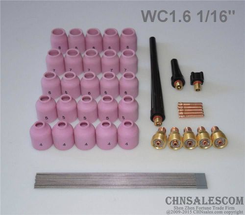 48 pcs TIG Welding Kit Gas Lens for Tig Welding Torch WP-9 WP-20 WP-25 WC 1/16&#034;