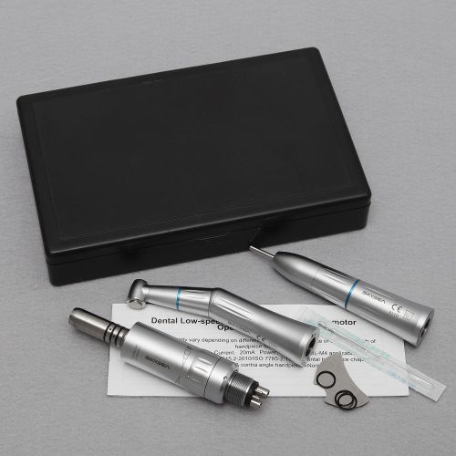 Dental inner water spray low speed contra angle straight handpiece &amp; head burs 4 for sale