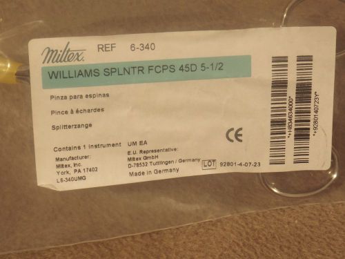 NEW MILTEX WILLIAMS SPLNTR FORCEPS 5-1/2&#034; 45D  6-340