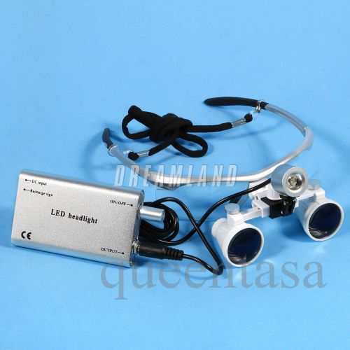 Newest silver dental 3.5x  surgical binocular loupes glass + led headlight lamp for sale