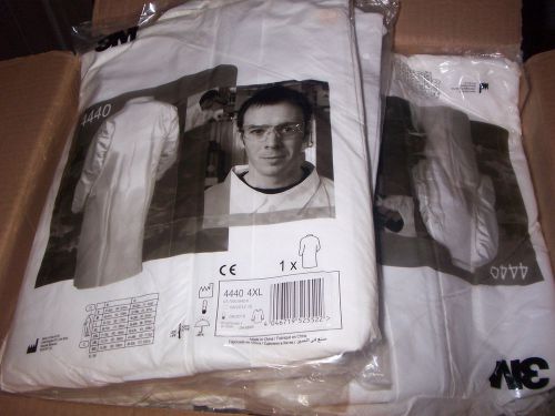 Lot of 5--new 3m white polypropylene disposable 4400  lab coat/ppe size 4xl for sale