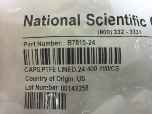 National Scientific B7815-24 White Closed Top Caps, 24-400, Urethane,  100 ct