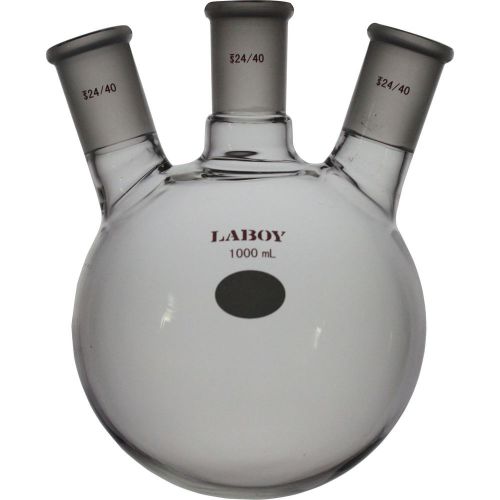 Laboy Glass Three Neck Round Bottom Flask 1000ml with 24/40 Joint