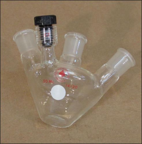50 ML Flask, Tapered Wall, Four Necks (One #7 Ace-Thred) Ace Glass