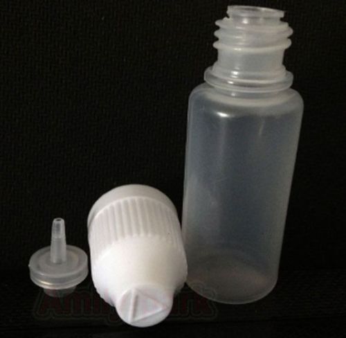 New 50pcs 10ML Plastic Dropper Squeezable Bottles E Liquid Child Proof Safe LDPE