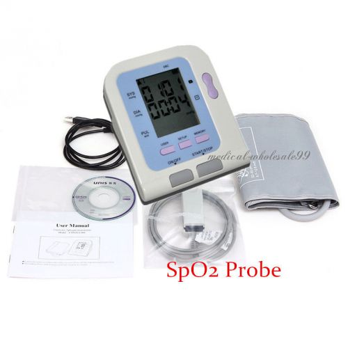 2.8&#039;&#039; LCD Digital Blood Pressure Monitor+SPO2 probe with free PC software + cuff