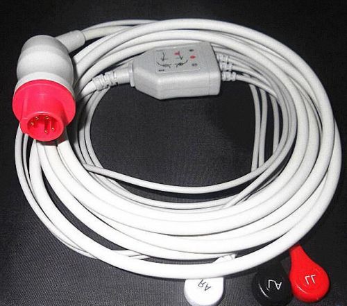 Compatible TUV CE Bionet BM3 compatib 5 Pins ECG cable,3-lead,AHA,snap,YLH4215T