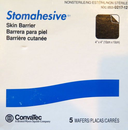 Convatec Stomahesive Skin Barrier Wafers 4&#034; X4&#034;-ref 0217-12-lot of 5