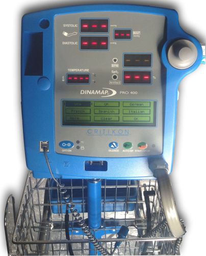 Critikon DinaMap Pro 400 Series REF 117290  SpO2 NIBP TEMP &amp; REC with Cart