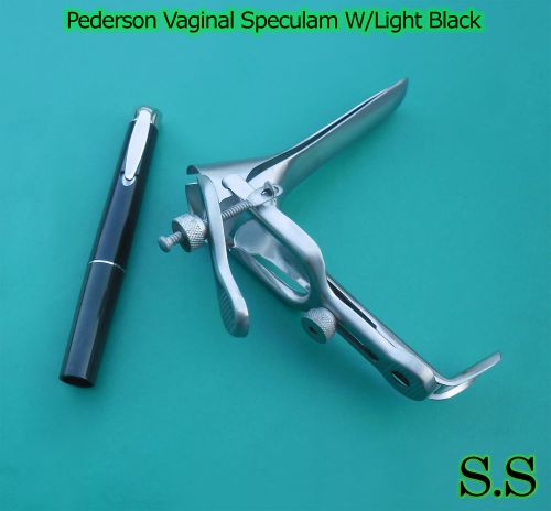 Pederson Vaginal Speculum Large w/Light Black Ob/Gyneclogy Instruments