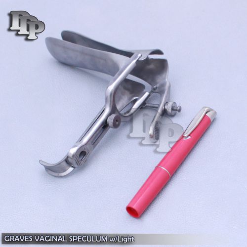 Graves Vaginal Speculum Large w/Light Ob/Gyneclogy Inst RED