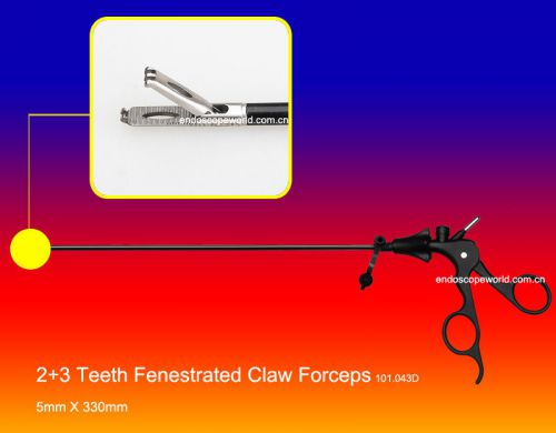 2+3 Teeth Claw Fenestrated Forceps 5X330mm Laparoscopy 043D
