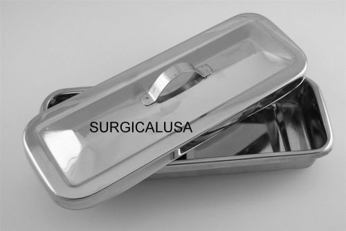 Sterilization Tray with Cover 8x2.5x1.25 inch, Hollowware Surgical Supplies