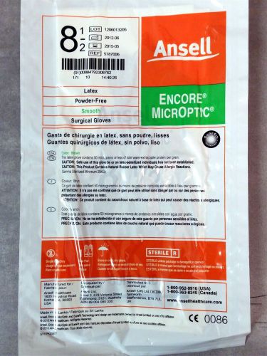 (73) New Ansell Encore MicrOptic Latex Free Surgical Gloves Size 8.5 Tattoo Exam