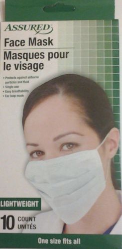 ASSURED FACE MASK 10 COUNT LIGHTWEIGHT ONE SIZE FITS ALL /BUY 2 GET 1 FREE