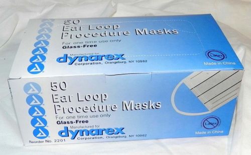 Dynarex 50 ear loop procedure masks disposable blue 2201 new for sale