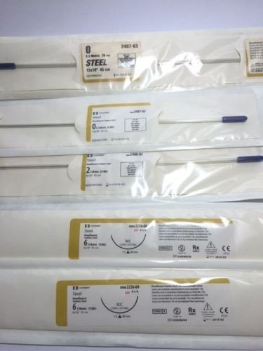 Assorted Stainless Steel 316L Nonabsorbable Sutures LOT OF 5