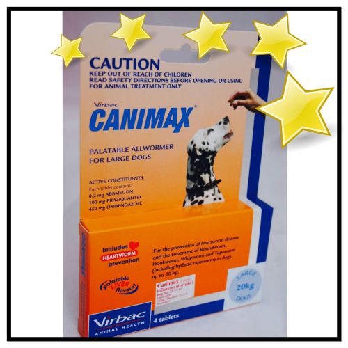 CANIMAX Virbac ALLWORMER HEARTWORM Preventic LARGE Dog 4 tablets