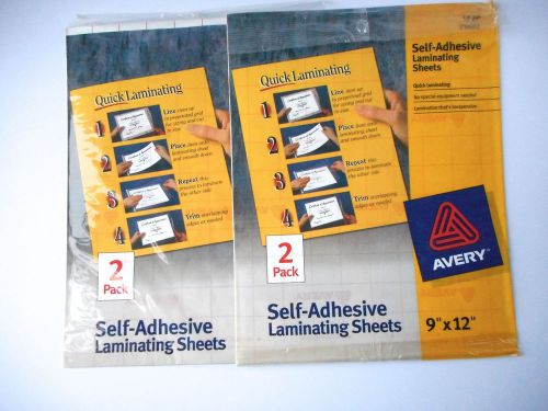 2 NEW Avery 2 packs Self-Adhesive Laminating Sheets 9 x 12 Oversized 73602