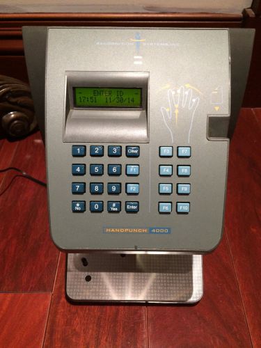 Recognition sysytems 4000 biometric hand scanner time clock w/ ethernet for sale