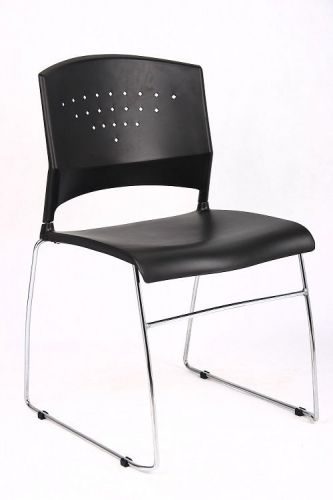 B1400 BOSS BLACK STACK CHAIR WITH CHROME FRAME (4 PCS PACK)