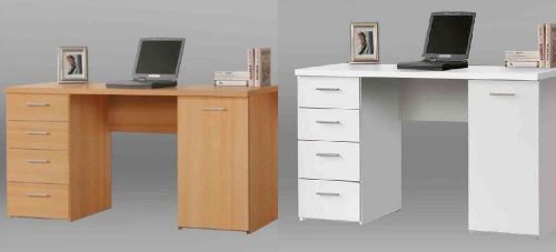 Pulton White or Beech Computer Desk Workstation Home Office Study Table NEW