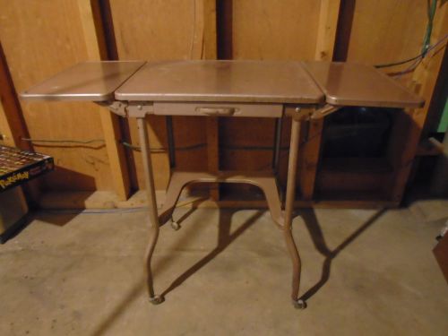 VINTAGE LUXCO METAL TYPEWRITER TABLE WITH DRAWER &amp; DROP DOWN SIDES, VERY NICE