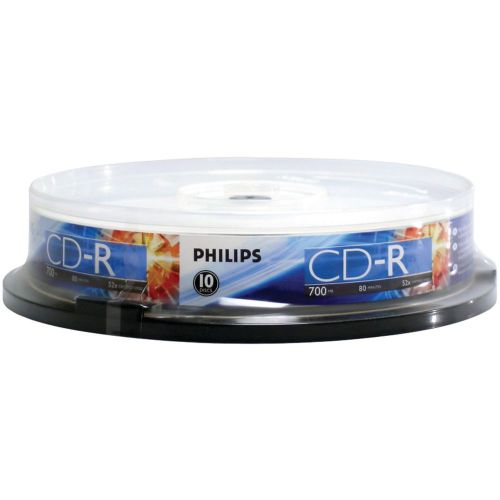 PHILIPS CR7D5NP10/17 700MB 80-Minute 52x CD-Rs (10-ct Cake Box Spindle)