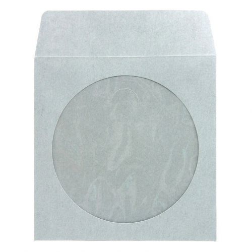 CD or DVD Paper Sleeves, White with Clear Window and Flap - 100 pcs, 5&#034;x5&#034; - NEW