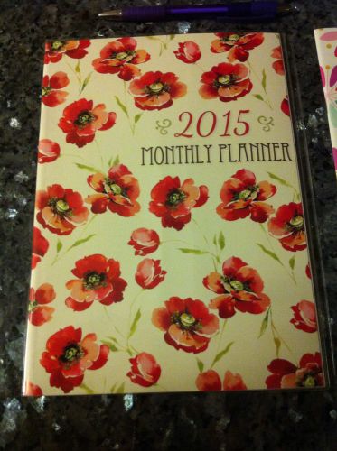 9&#034;x 6.5&#034; Monthly Planner 2015 Floral Organizer Calendar Note Appointment BookS