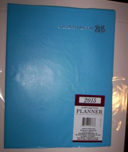 2015 Monthly Planner - BLUE~VINYL~~8&#034; X 10&#034;--NEW