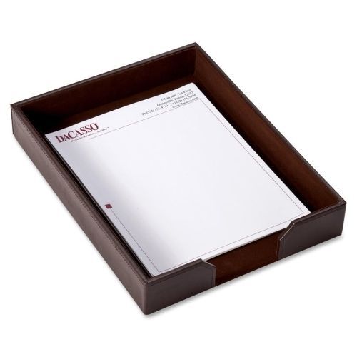 Dacasso letter tray - dark brown bonded leather - 2&#034;x10.3&#034; - leather for sale
