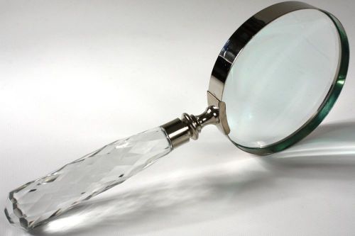 Magnifying Glass/Large/Decorative crystal etched handle-Optical Glass-NEW-ma