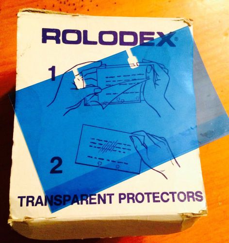 Rolodex 170 transparent colored file card protector sleeves 3x5&#034; blue vtg tp-35 for sale