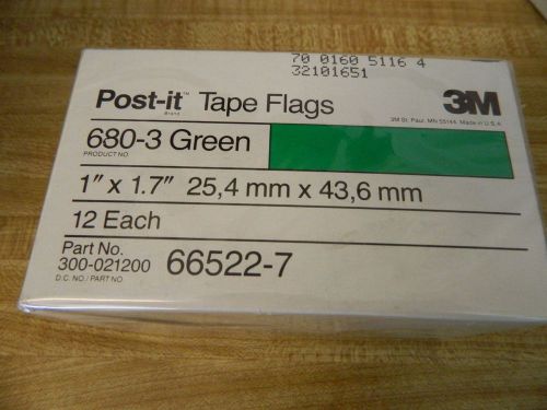 3M Post-It GREEN Tape Flags - LOT OF 12 Packs (50 flags in Each Pack)