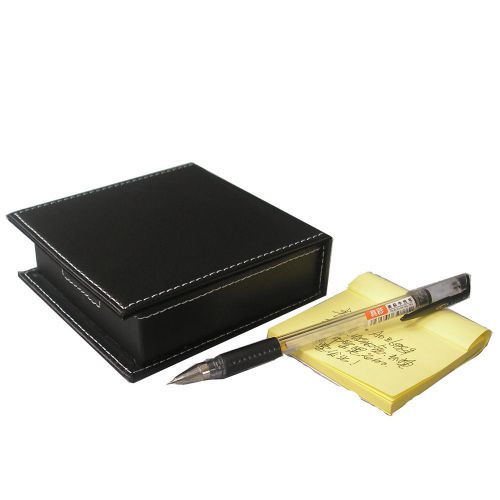 Office desktop organizer case leather business sticky notes holders box with lid for sale