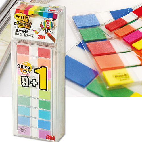 3M Post-it Flag Office 9+1 Pack 683-9KN Bookmark Point Sticky Note Index Tabs