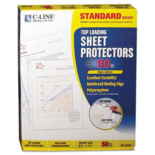 Standard weight polypropylene sheet protector, non-glare, 11 x 8 1/2, 50/bx for sale