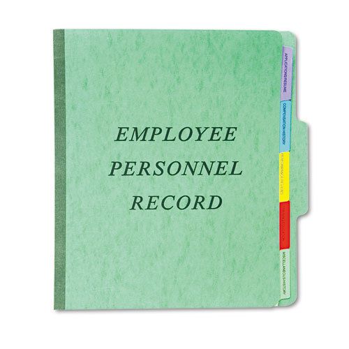 Vertical personnel folders, 1/3 cut top tab, letter, green for sale