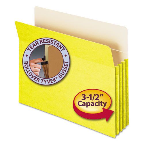 3 1/2 Inch Accordion Expansion Colored File Pocket, Straight Tab, Letter, Yellow