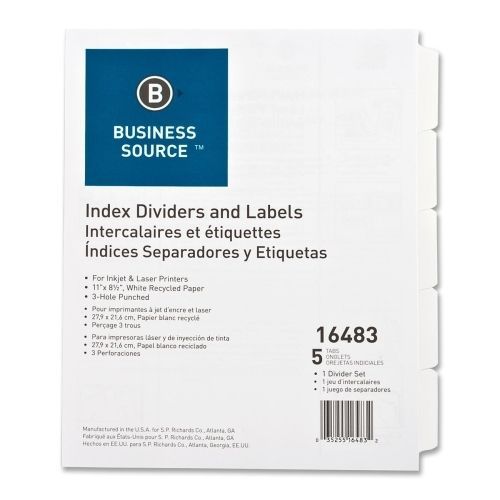 Business source punched laser tab divider - 5 tab(s)/set - bsn16483 for sale