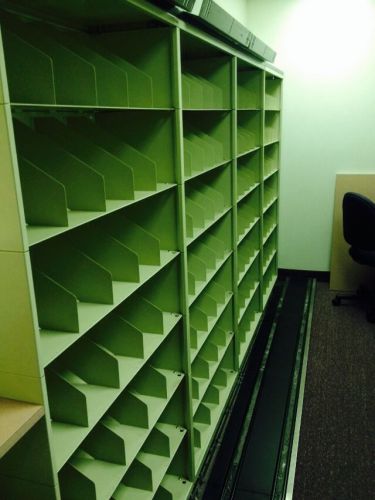 Office wall, sliding movable shelving system, medical, 7 units, file system for sale