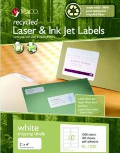 Chartpak Recycled Laser/Inkjet Labels 2&#039;&#039; x 4&#039;&#039; White 10 Per Sheet 1000 Count