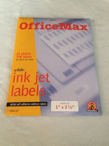 OfficeMax White Inkjet Address Labels, 1&#034; x 2 5/8&#034;, #86110 46 sheets
